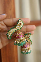 Jadau Peacock Jhumkas