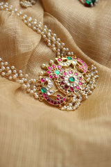 Jadau Kundan Bird Flower Pearls Maala Set