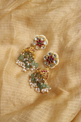 Jadau Lakshmi Triangle Flower Jhumkas