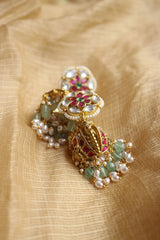 Jadau Lakshmi Triangle Flower Jhumkas