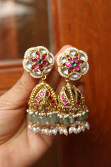 Jadau Lakshmi Triangle Flower Jhumkas