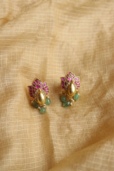 Jadau Ruby Lotus Studs