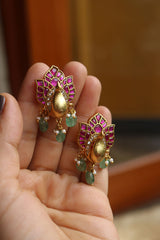 Jadau Ruby Lotus Studs