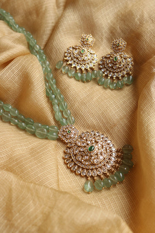 Green Kundan Maala Pendant Set