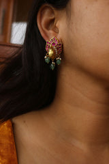 Jadau Ruby Lotus Studs