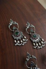 GS Peacock Flower Chaand Earrings