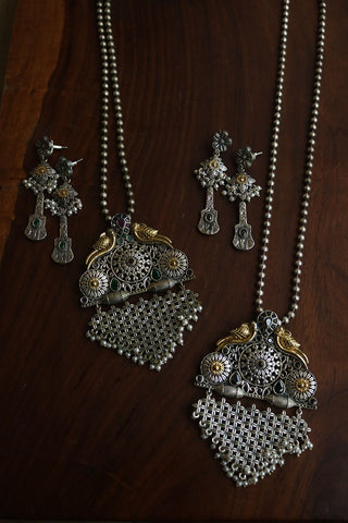 GS Peacock Jaali Long Chain Set