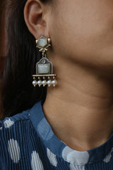 Two Tone Hexa Earrings