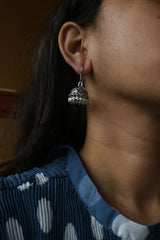 Oxidised Pearl Tomb Small Hook Jhumkas