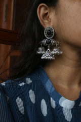 Statement GS Two Tone Tri Jhumka Earrings