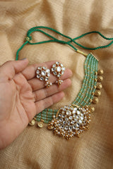 Jadau White Kundan Beaded Choker Set