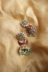 Green Jadau Chaand Jhumkas