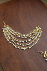 5 line pearls Ear chain