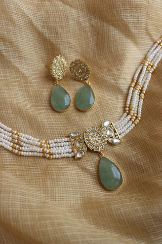 Kundan Pearl Natural Stone Set