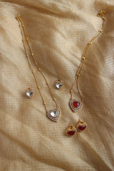 Polki AD Heart Pendant Set