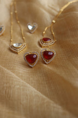 Polki AD Heart Pendant Set