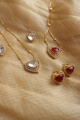 Polki AD Heart Pendant Set