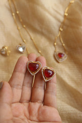 Polki AD Heart Pendant Set