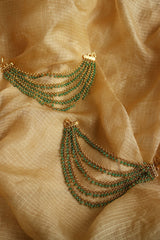 5 Line Green Beads Ear chain