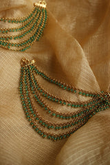 5 Line Green Beads Ear chain