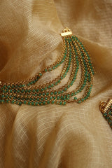 5 Line Green Beads Ear chain