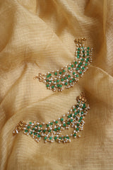 Green beads Pearls Ear chain