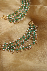 Green beads Pearls Ear chain