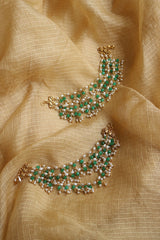 Green beads Pearls Ear chain