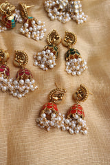 Peacock Jadau Jhumkas