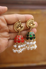 Peacock Jadau Jhumkas