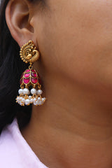 Peacock Jadau Jhumkas