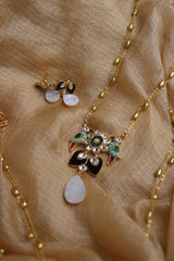 Bird Flower Kundan Pendant Set