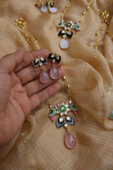 Bird Flower Kundan Pendant Set