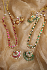 Kundan Chaand Pendant Mid Length Set