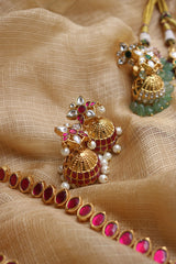 Kundan Chaand Pendant Mid Length Set