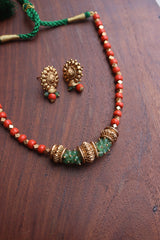 Coral Green Beads Maala Set