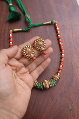 Coral Green Beads Maala Set