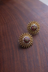 Antique Ruby Flower Wheel Studs