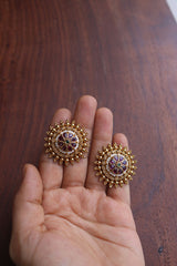 Antique Ruby Flower Wheel Studs