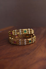 Ruby Green Square Dot Bangles