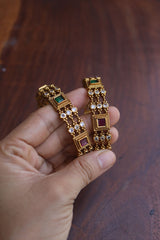 Ruby Green Square Dot Bangles