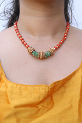 Coral Green Beads Maala Set