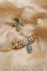 Kundan Turquoise Bird Set (Green)