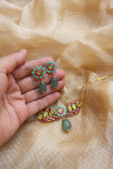 Kundan Turquoise Bird Set (Green)