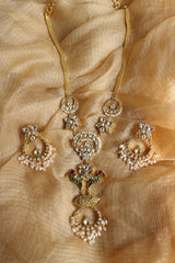 Kundan Bird Chaand V Neck Set