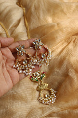 Kundan Bird Chaand V Neck Set