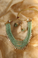 Green Multilayer Little Drops Necklace