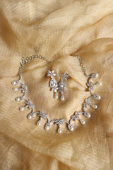 Silver AD Curves Pearl Necklace