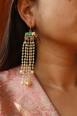 Jadau Haathi Pearls Hook Earrings