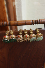 Coral Lakshmi Flower Pot Jhumkas